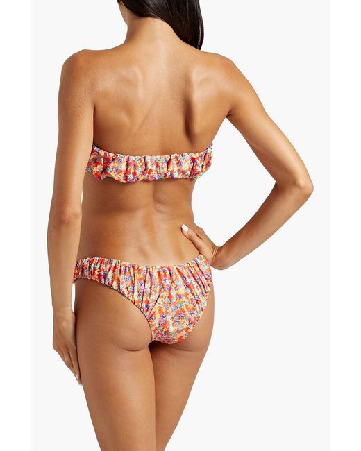 Caroline Constas Red Leila tief sitzendes bikini-höschen mit floralem print und raffung