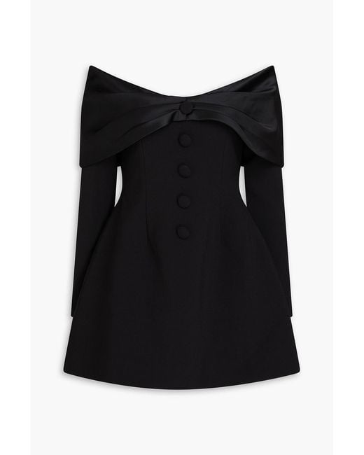 Odd Muse Black Off-the-shoulder Satin-trimmed Crepe Mini Dress