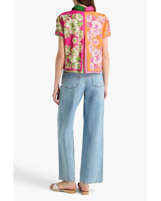 Farm Rio Pink Floral-print Cotton Shirt