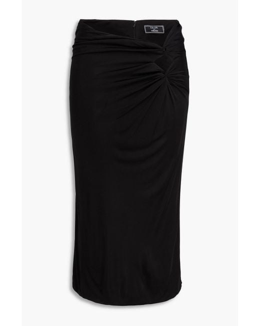 Versace Black Cutout Stretch-Jersey Midi Skirt