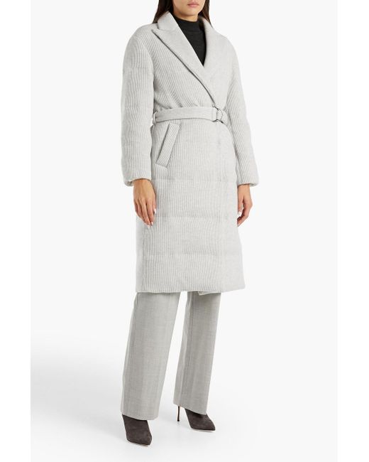 Brunello Cucinelli White Quilted Bead-embellished Ribbed Cashmere Down Coat