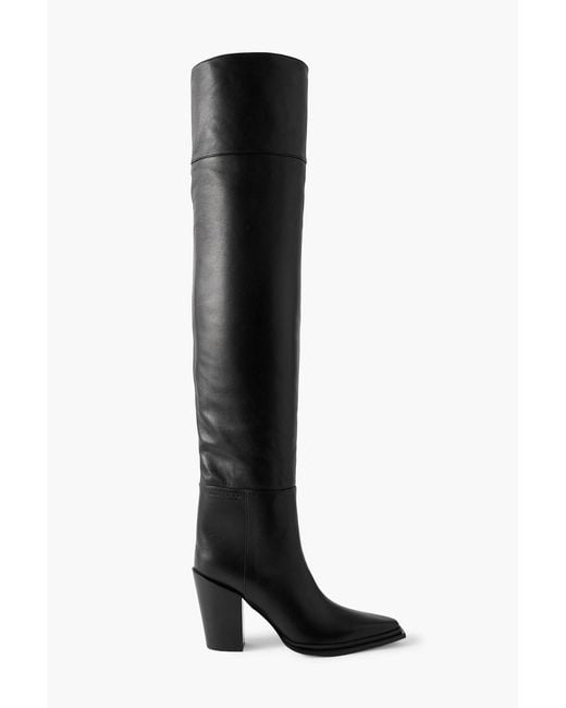 Jimmy Choo Black Cece 80 Leather Over-The-Knee Boots