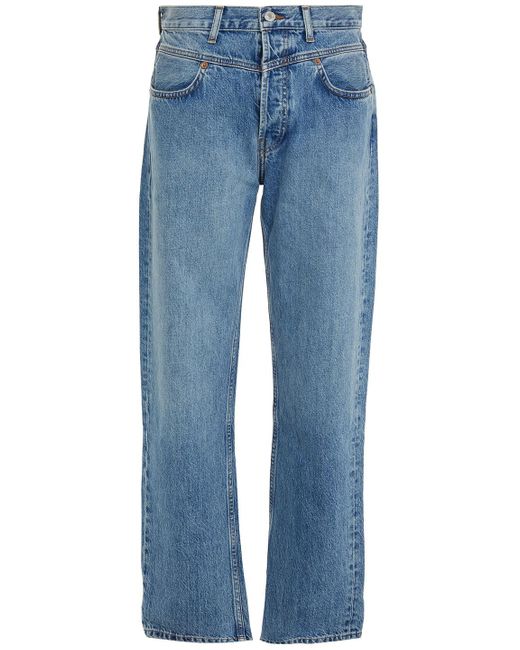 Re/done Blue Double-yoke Faded High-rise Straight-leg Jeans Mid Denim