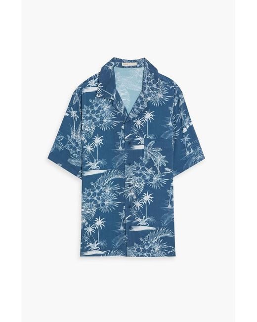Onia Blue Printed Woven Shirt for men