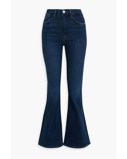 FRAME Blue Le Pixie Super High-rise Flared Jeans