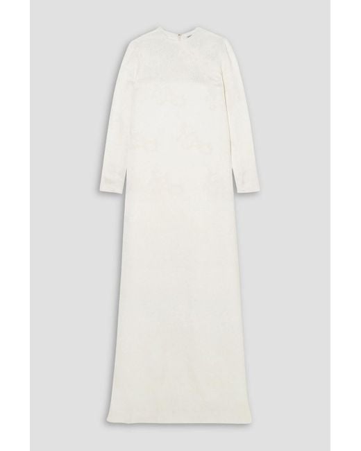 Totême  Natural Frayed Jacquard Maxi Dress