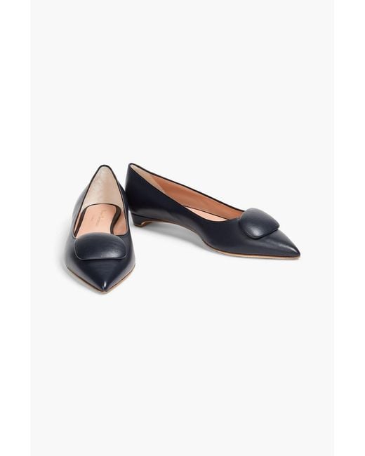 Rupert Sanderson Black Bedfa Embellished Leather Point-Toe Flats