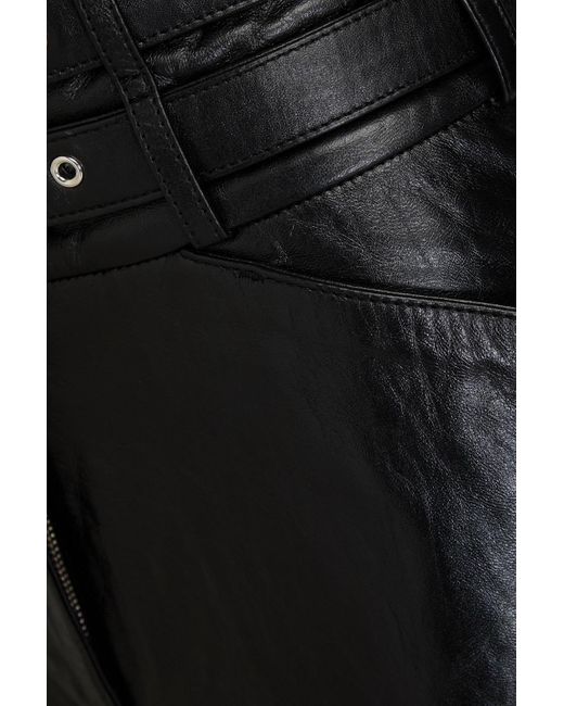 IRO Black Lelim Belted Leather Shorts