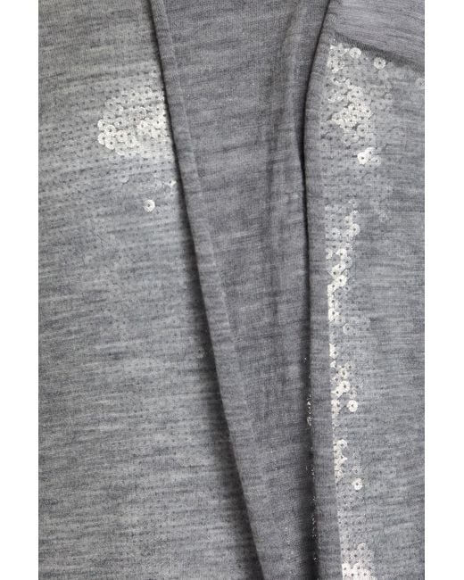 Victoria Beckham Gray Drapiertes midikleid aus meliertem strick mit rollkragen und pailletten