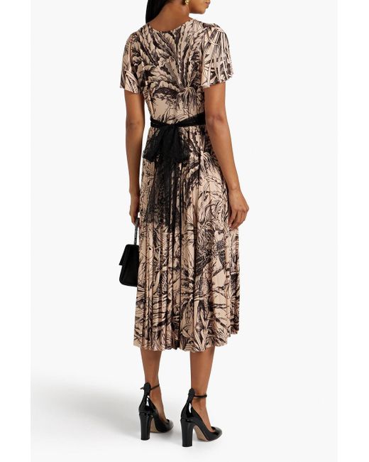 RED Valentino Natural Point D'esprit-trimmed Printed Stretch-jersey Midi Dress