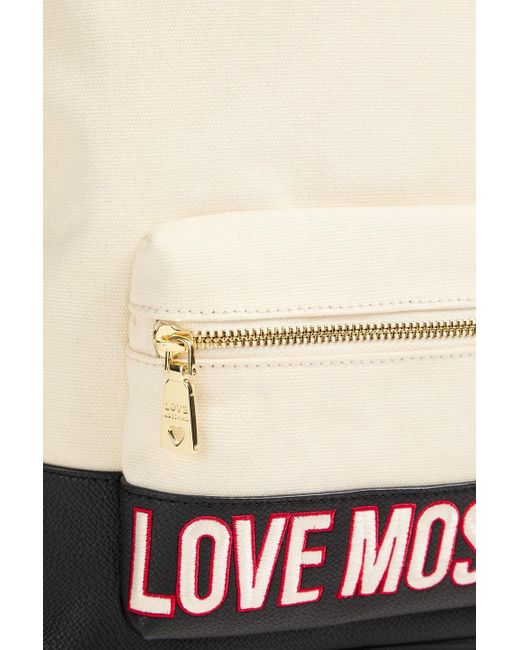 Love Moschino White Rucksack aus canvas mit stickereien