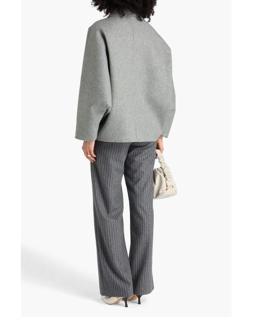 Brunello Cucinelli Gray Bead-Embellished Wool And Cashmere-Blend Coat