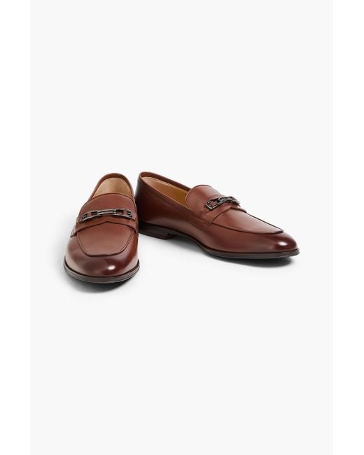 Bally Brown Westro Embellished Glossed-Leather Loafers for men