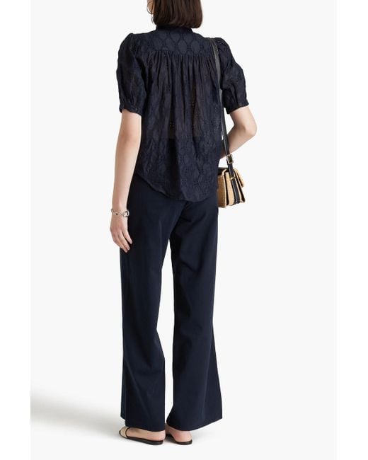 Rag & Bone Blue Jordan Broderie Anglaise Ramie Blouse