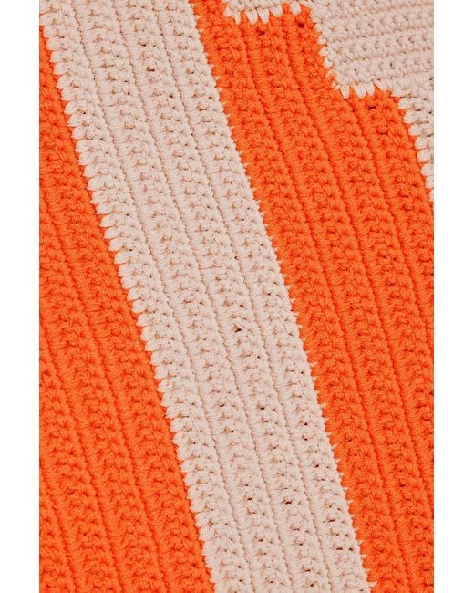 Sandro Orange Nohan Cropped Striped Crochet Top