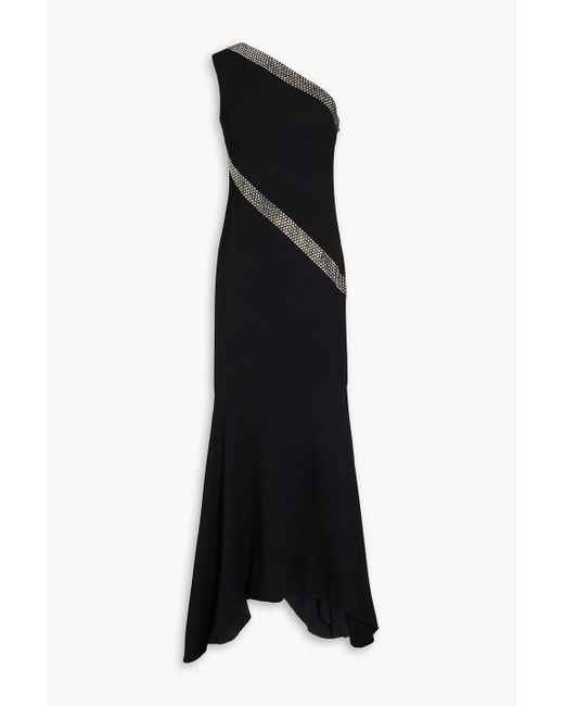 Stella McCartney Black One-shoulder Crystal-embellished Crepe Maxi Dress