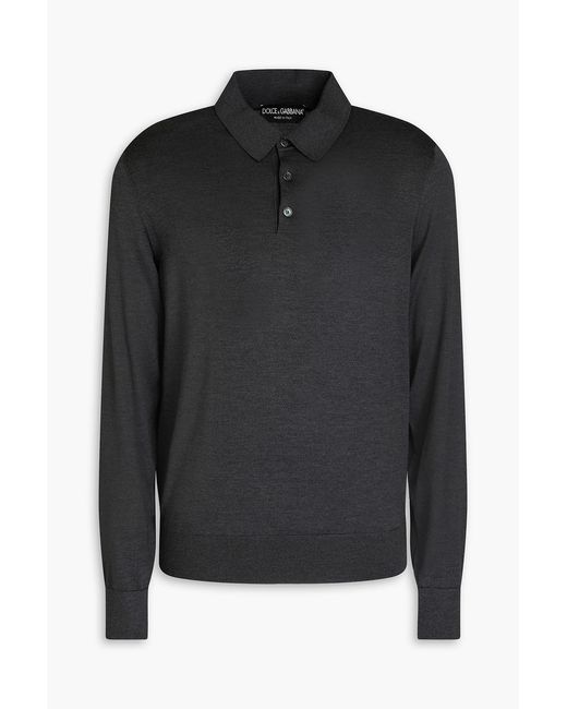 Dolce & Gabbana Black Silk Polo Sweater for men