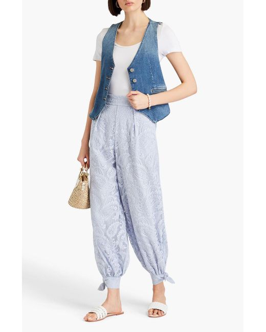 Zimmermann Blue Cotton-blend Corded Lace Tapered Pants