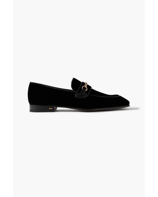 Tom Ford Black Bailey Chain-Embellished Leather-Trimmed Velvet Loafers for men