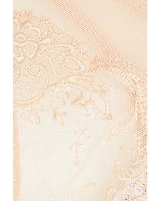 La Perla White Lace And Stretch-tulle Low-rise Thong