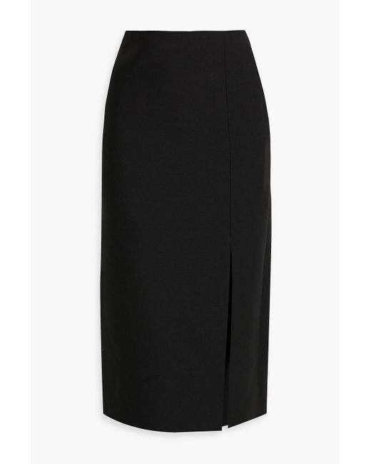 Valentino Garavani Black Wool And Silk-blend Crepe Midi Skirt