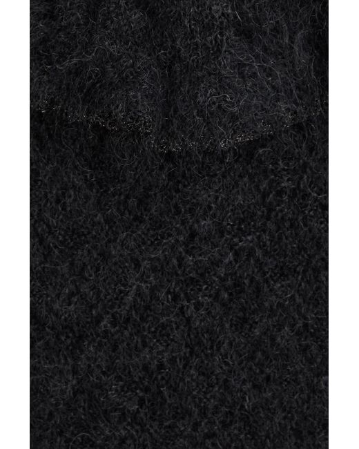Alessandra Rich Black Ruffled Mohair-Blend Mini Dress