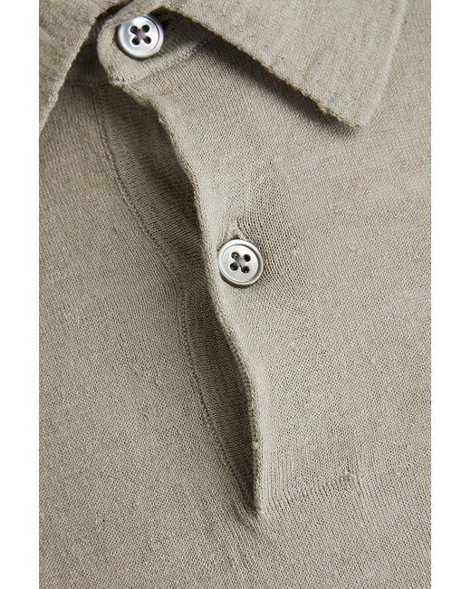James Perse Gray Slub Linen-blend Polo Shirt for men