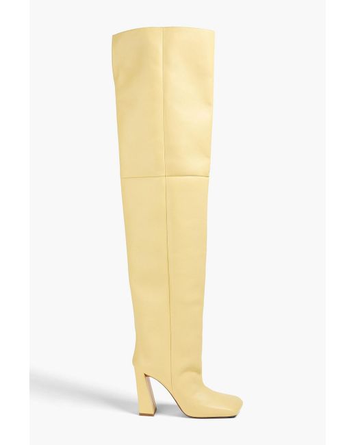 AMINA MUADDI Yellow Marine Leather Thigh Boots