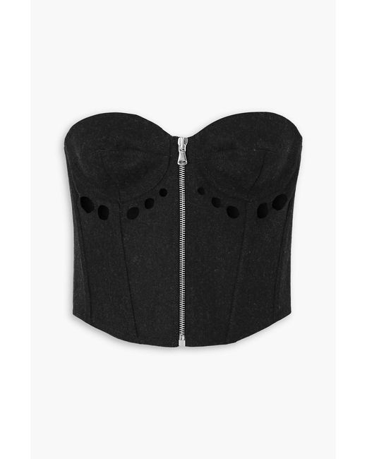 Jean Paul Gaultier Black Cutout Wool-blend Felt Bustier Top
