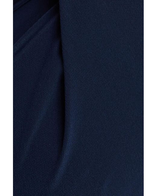 Onia Blue Strapless Cropped Silk Crepe De Chine Top