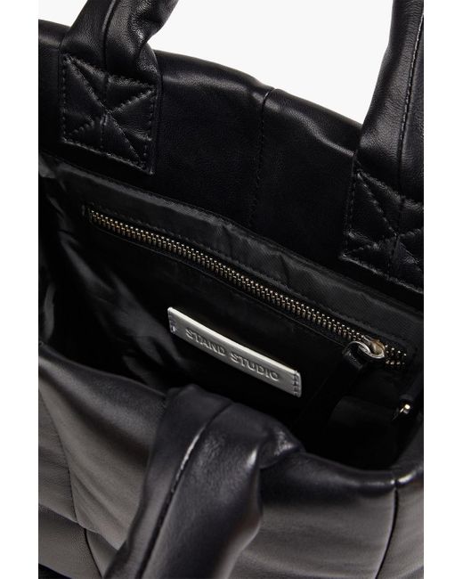 Stand Studio Black Rossane Quilted Leather Tote