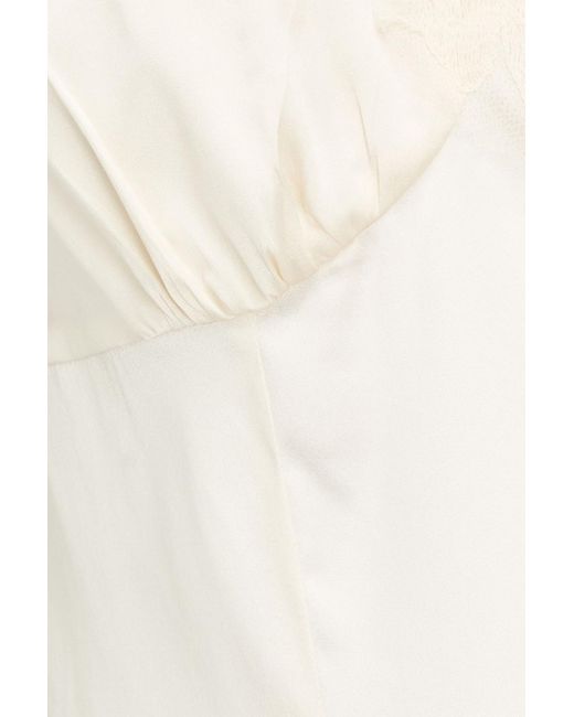 Dolce & Gabbana White Lace-Trimmed Silk-Blend Crepe De Chine Mini Dress
