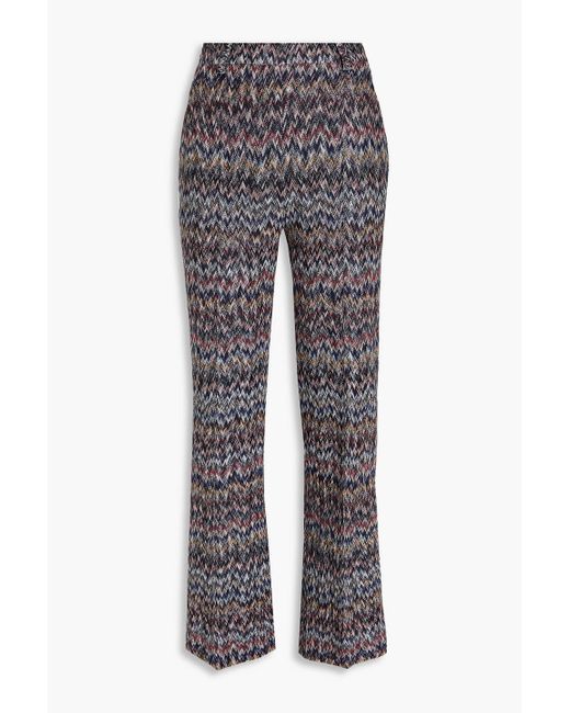 Missoni Gray Metallic Crochet-knit Flared Pants