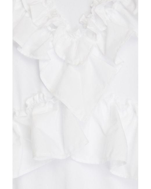 Simone Rocha White Ruffled Cotton-poplin Midi Dress