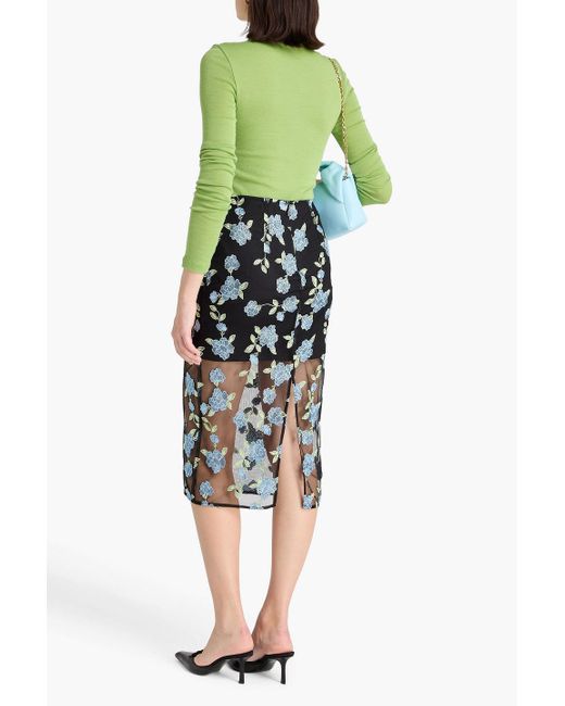 ROTATE BIRGER CHRISTENSEN Black Lace Midi Pencil Skirt