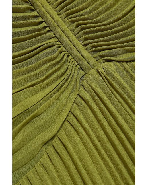 Diane von Furstenberg Green Ima Pleated Chiffon Maxi Dress