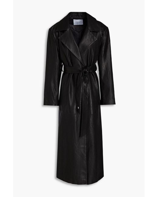 Envelope Perpignan Pebbled-leather Trench Coat in Black | Lyst Canada