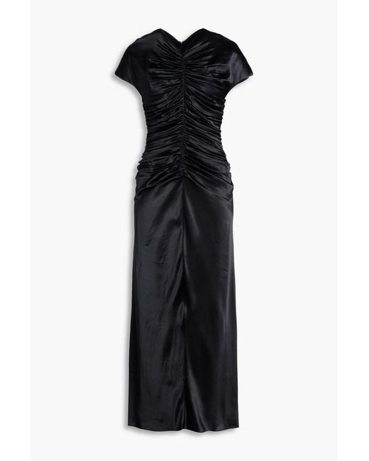 TOVE Black Aubree Ruched Silk-satin Maxi Dress