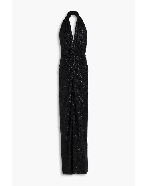 Costarellos Black Robe aus tüll mit pailletten und rückenausschnitt