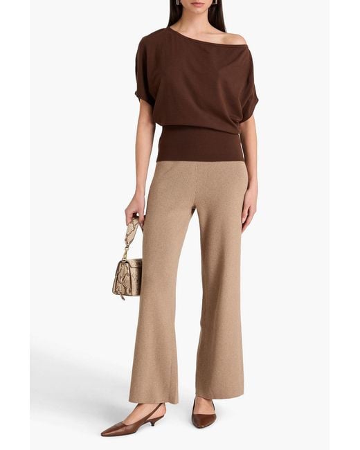 Jonathan Simkhai Natural Heather Cotton And Cashmere-Blend Wide-Leg Pants