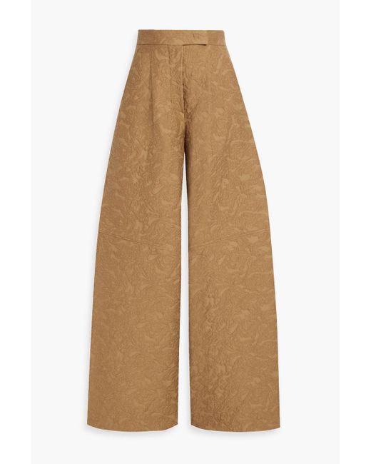 Max Mara Natural Cotton-blend Jacquard Wide-leg Pants