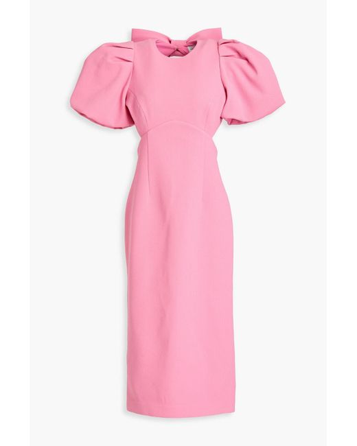 Rebecca Vallance Pink Ally Bow-embellished Cutout Crepe Midi Dress