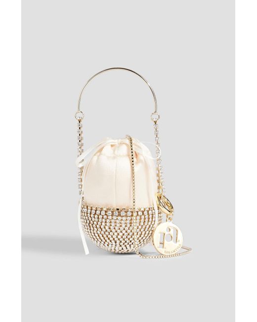 Rosantica White Baby Gizlahn Crystal-embellished Satin Bucket Bag