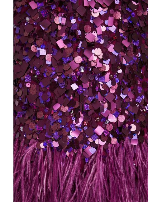 Jenny Packham Purple Kleid aus tüll mit pailletten und federn
