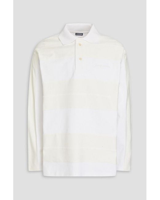 Jacquemus White Raye Striped Cotton-jersey Polo Shirt for men