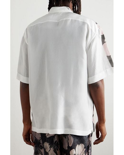 Dries Van Noten Gray Floral-Print Silk Shirt for men