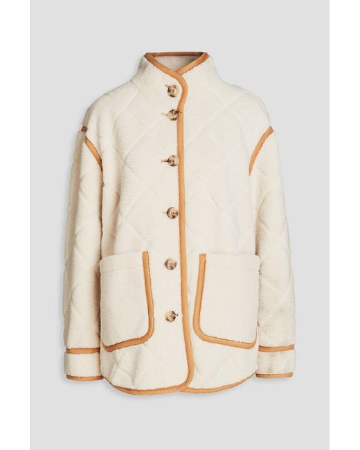 Claudie Pierlot Natural Faucon Quilted Faux Shearling Jacket