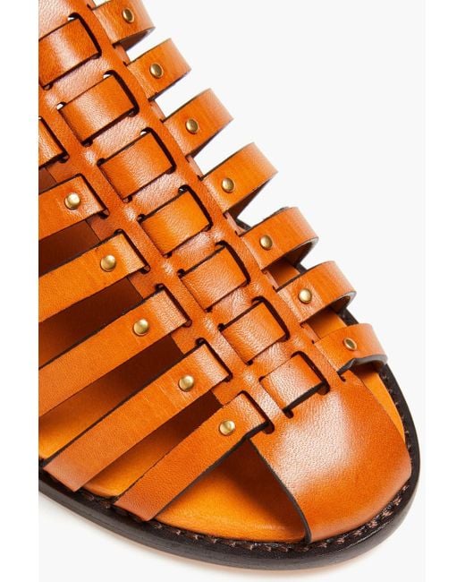 Tory Burch Orange Fisherman Leather Sandals