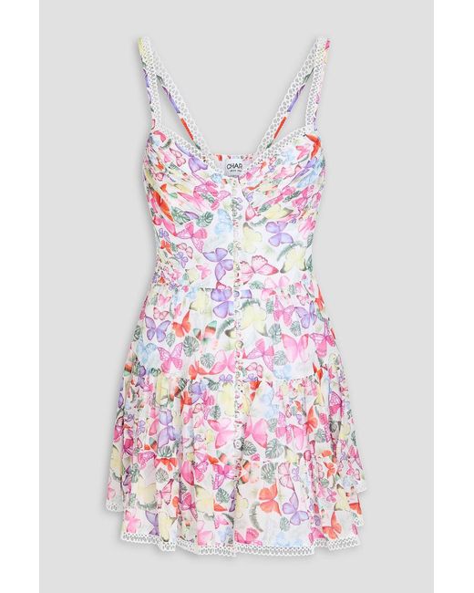 Charo Ruiz White Angy Printed Cotton-Blend Mini Dress