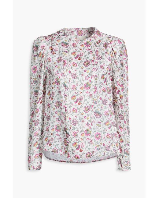 Isabel Marant Pink Lensy Floral-print Satin-jacquard Top